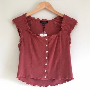 Cotton candy LA button down ribbed burnt orange